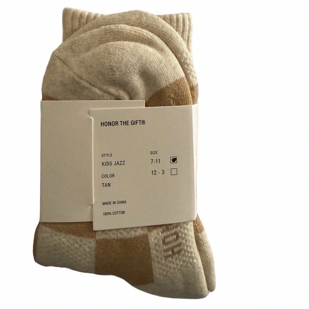 Honor The Gift Kids Jazz Jacquard‎ Socks Mustard Tan Size 7–11 NWT